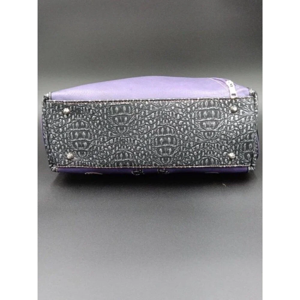 Western Purple Embroidered Paisley Concealed Carry Shoulder Bag
